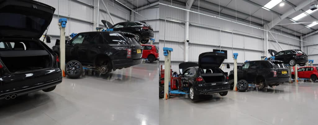 View of cars on the OMCN lifts installed by Autotools 